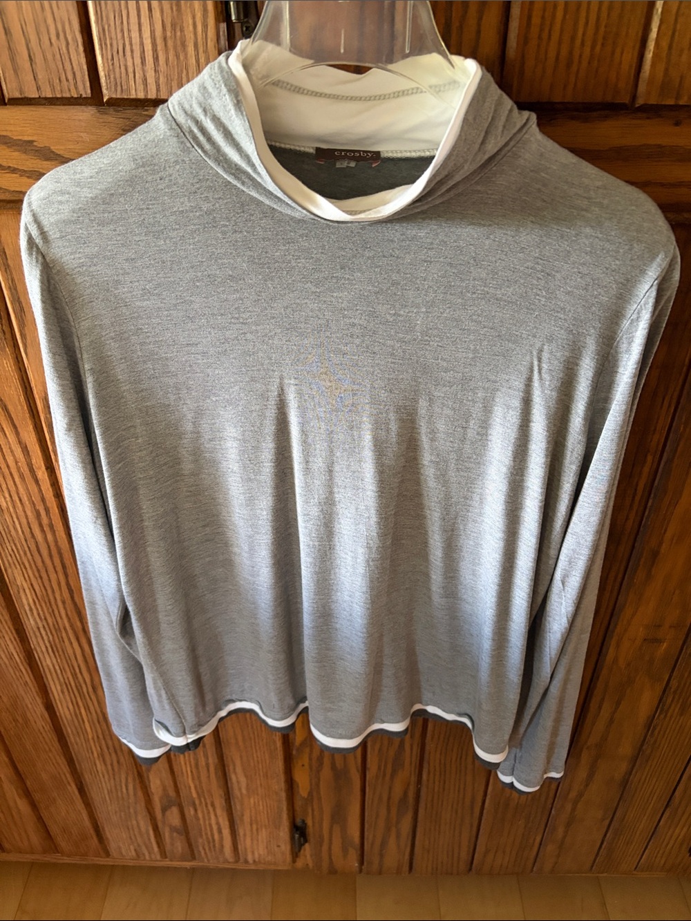 crosby women’s Gray Mock neck Layered-Look top size Large